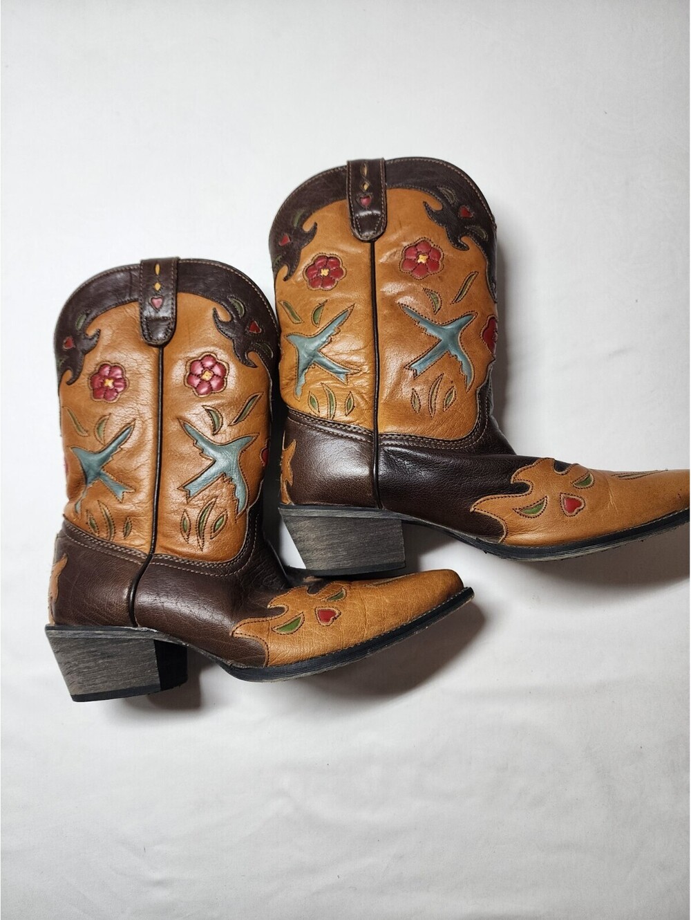 Dan Post Youth Size 5 Cowgirl Boots Brown Leather